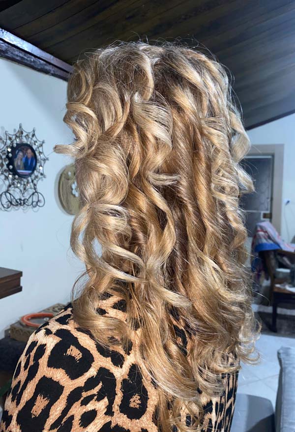Girl with hair curler