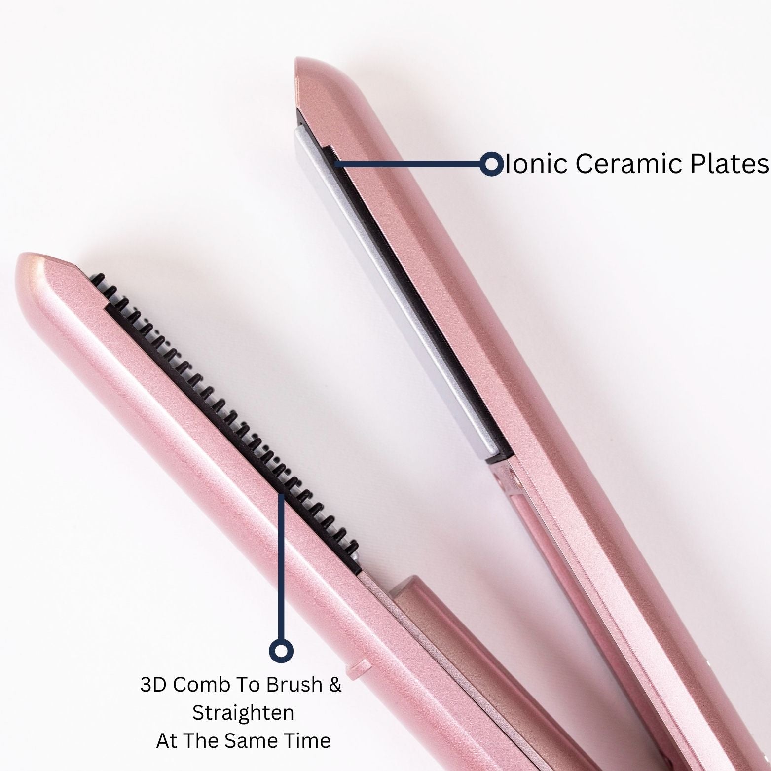 Brush and straighten at the same time with 3D comb and 0 damages with ionic Ceramic Plates