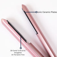Brush and straighten at the same time with 3D comb and 0 damages with ionic Ceramic Plates